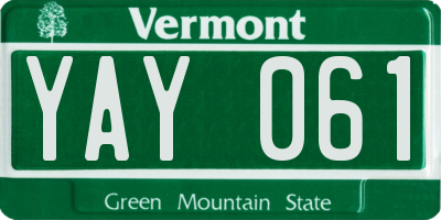 VT license plate YAY061
