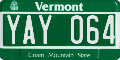 VT license plate YAY064