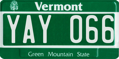 VT license plate YAY066