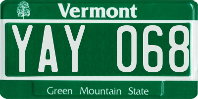 VT license plate YAY068