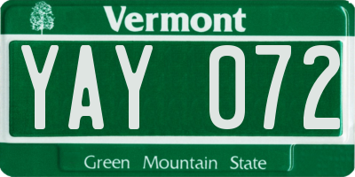 VT license plate YAY072