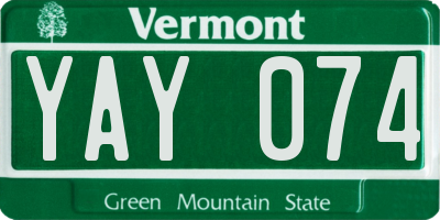 VT license plate YAY074