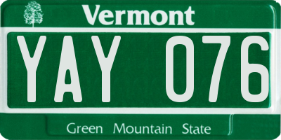 VT license plate YAY076