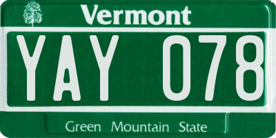 VT license plate YAY078