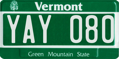 VT license plate YAY080