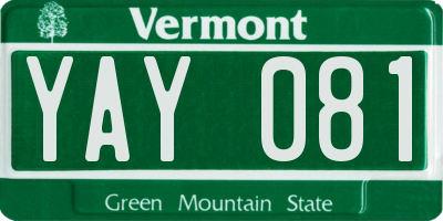 VT license plate YAY081