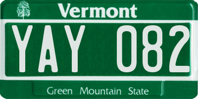 VT license plate YAY082