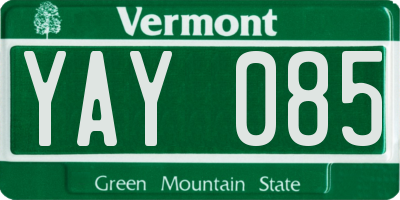 VT license plate YAY085
