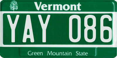 VT license plate YAY086