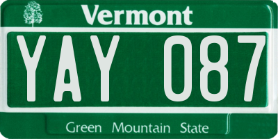 VT license plate YAY087