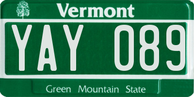 VT license plate YAY089