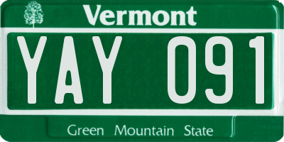 VT license plate YAY091