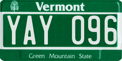 VT license plate YAY096
