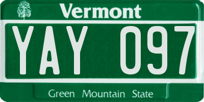 VT license plate YAY097