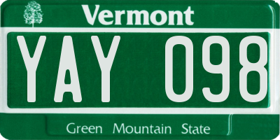 VT license plate YAY098