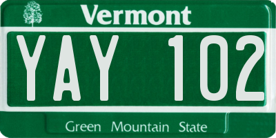 VT license plate YAY102