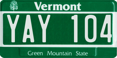 VT license plate YAY104