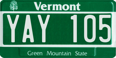 VT license plate YAY105