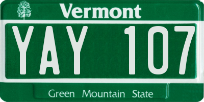 VT license plate YAY107