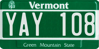 VT license plate YAY108