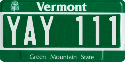 VT license plate YAY111