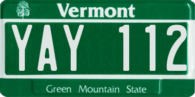 VT license plate YAY112