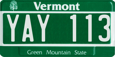 VT license plate YAY113