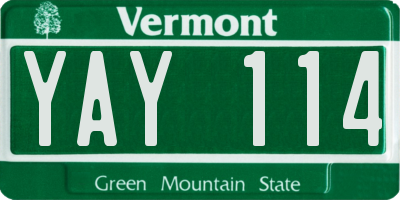 VT license plate YAY114