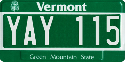 VT license plate YAY115