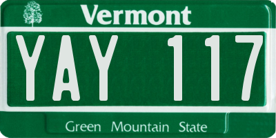 VT license plate YAY117