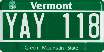 VT license plate YAY118