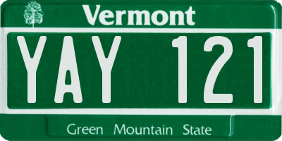 VT license plate YAY121