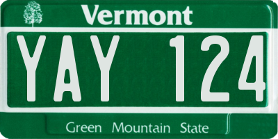 VT license plate YAY124