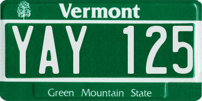 VT license plate YAY125
