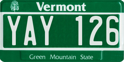 VT license plate YAY126