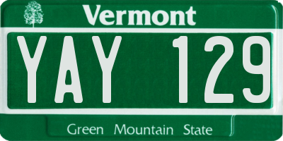 VT license plate YAY129