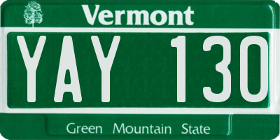 VT license plate YAY130