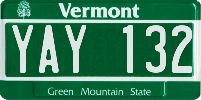 VT license plate YAY132