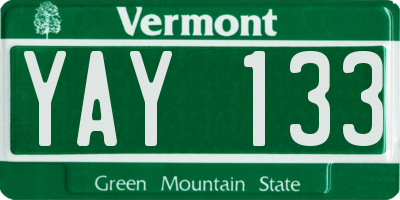 VT license plate YAY133
