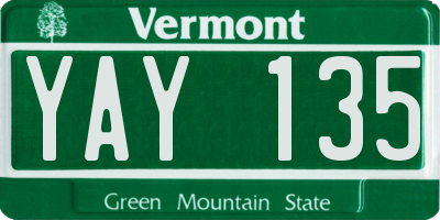VT license plate YAY135