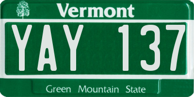 VT license plate YAY137