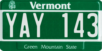 VT license plate YAY143