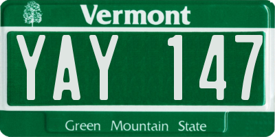 VT license plate YAY147