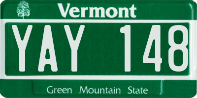VT license plate YAY148