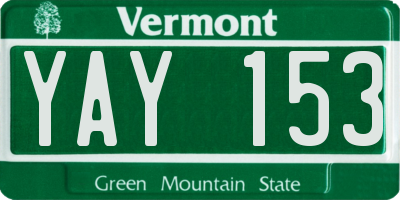 VT license plate YAY153