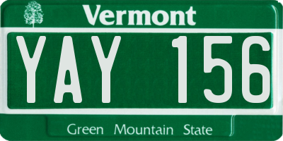 VT license plate YAY156