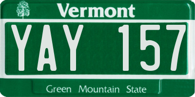 VT license plate YAY157