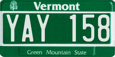 VT license plate YAY158