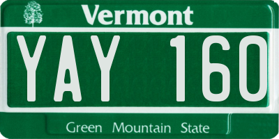 VT license plate YAY160