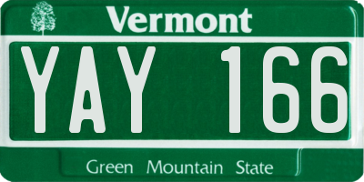VT license plate YAY166